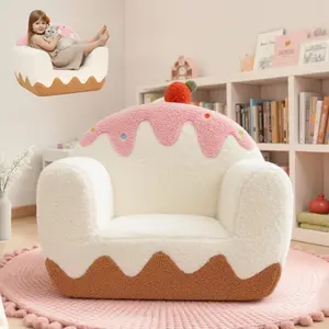 OUOZZZ Pink Ice Cream Girls Chair, Soft Swirl Toddler Sofa with Sturdy Foam Holds Shape, Plush Couch for Princess Room, Birthday Gift for 1-6 Year Old Girls Boys