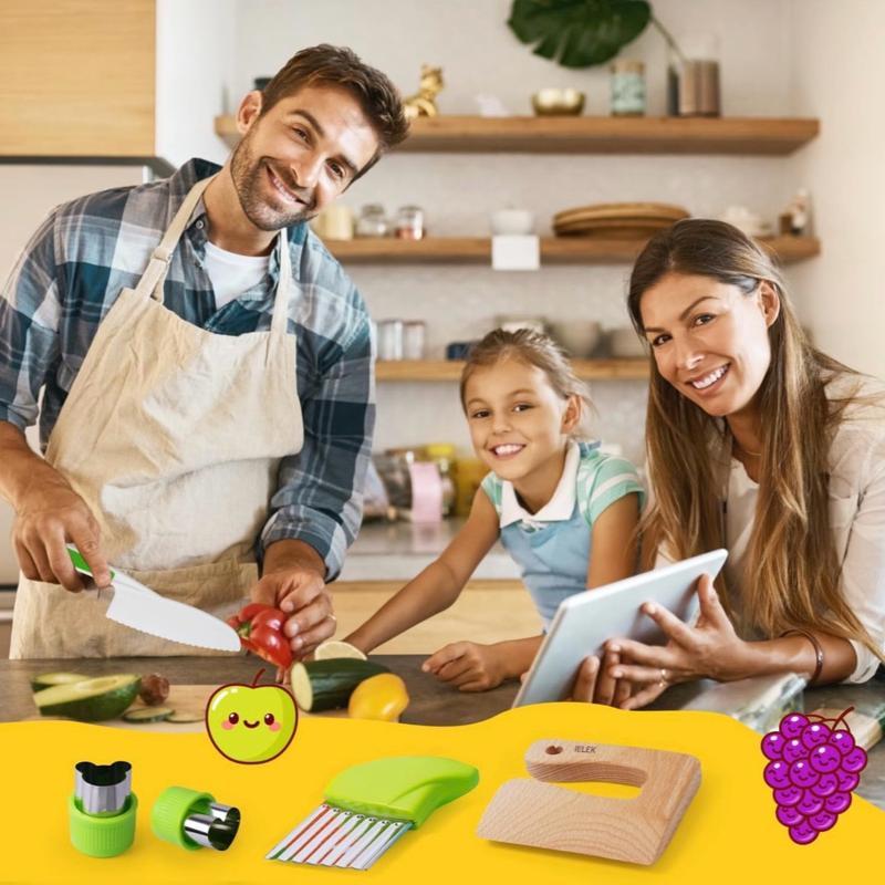 32-Piece Montessori Toddler Knife Set – Real Cooking Knives for Kids, Including Safe Cutting Kitchen Knives and Toddler-Specific Tools, Montessori Kitchen Tool Kit, Ideal Christmas , Children's DIY Creative Set, Pretend Play Toy love gift