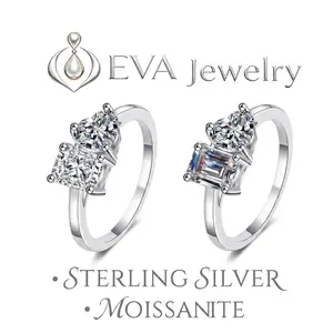 [EVA Jewelry] You & Me 925 Sterling Silver Synethic Moissanite Ring