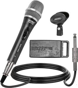 5 CORE Microphone Pair Dynamic Cardioid XLR Unidirectional Wired Mic w Built-in Pop Filter w High Gain Wide Frequency for Stage & Studio Includes Cable + Clip + Bag