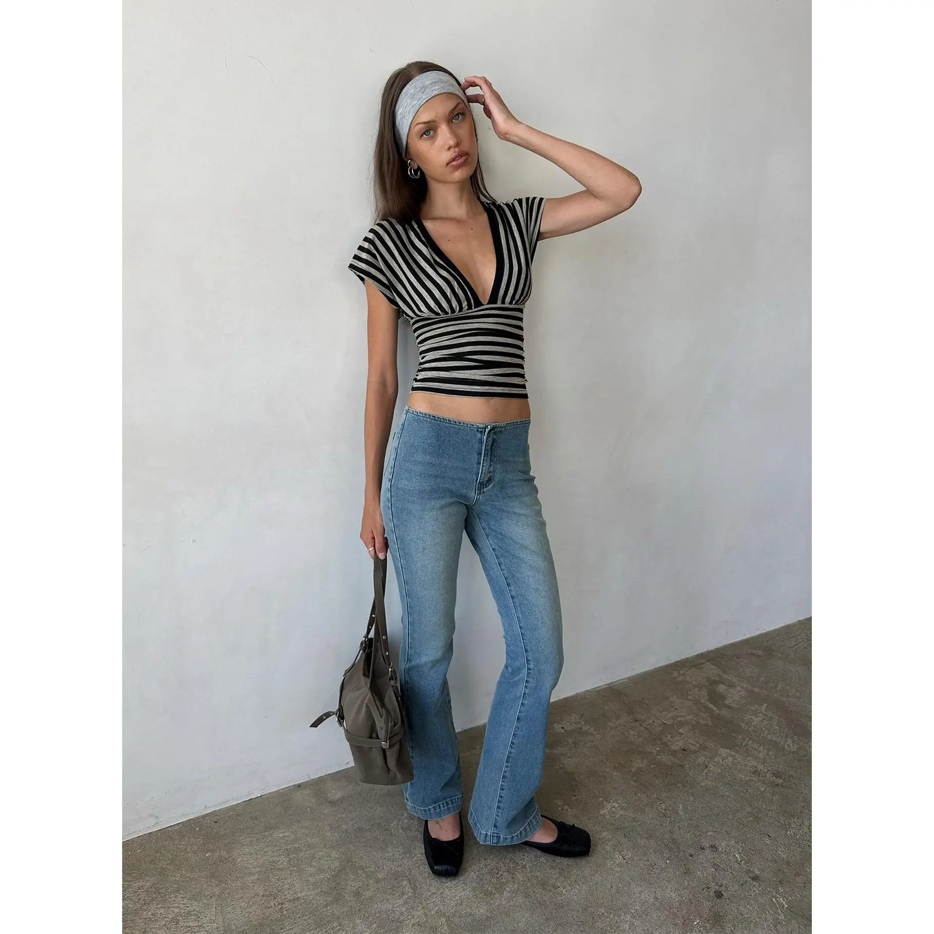 Flow Rider No Waist Low Rise Bootleg Jean Vintage Blue Wash