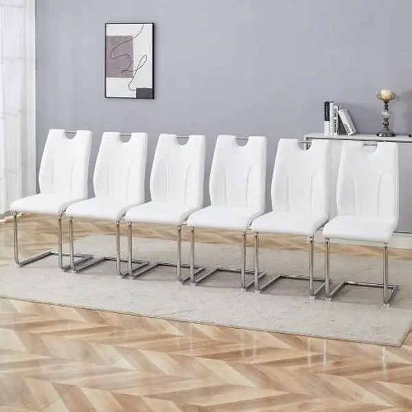 Modern Dining Chairs Set of 2/4/6,PU Faux Leather High Back Upholstered Side Chair metal legs, Ergonomic dining chair and comfortable dining chair,For Dining Room Kitchen, Living Room, Vanity,Kitchen, Bedroom and Offices.