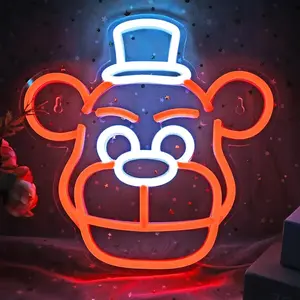 Remote Control Fnaf Frendy Neon Sign for Wall Decor,Five Nights LED Neon Lights for Game room,Gaming Room, Kids Room, Bar Decoration