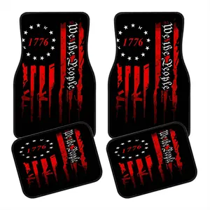 4pcs American Flag Car Mats, Non-Slip Polyester Fiber Material, Durable Absorbent Easy Clean, Suitable for Trucks Suvs Front Rear Seats
