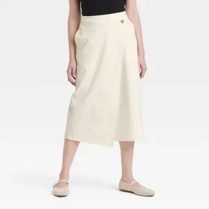 Women's Midi Wrap Skirt - Universal Thread Cream 2