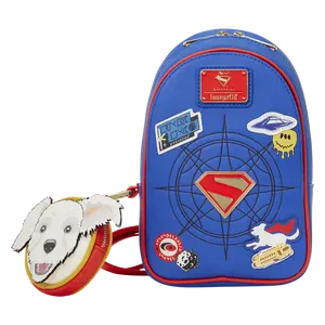 Loungefly DC Supergirl Krypto Sling Crossbody Bag with Kryptonian Crest Coin Bag