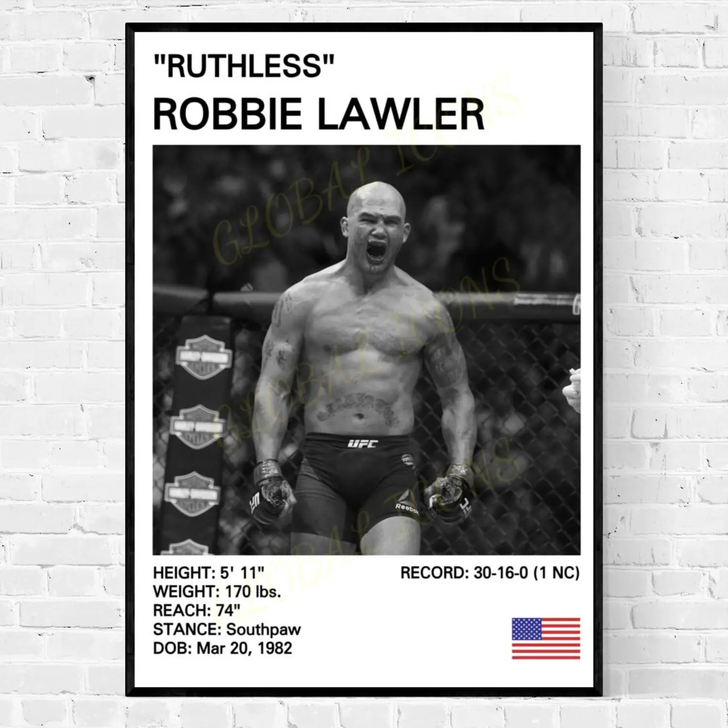 Robbie Lawler Poster, Robbie Lawler Print, MMA Print, Mixed Martial Arts