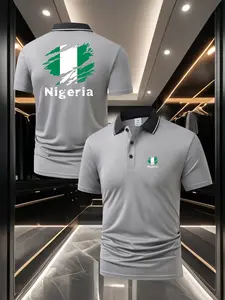 Men's Nigeria Flag Theme Polo Shirt - Front & Back Double Print Design Stylish & Versatile Summer Breathable Comfortable Short Sleeve Business Sports Casual Top