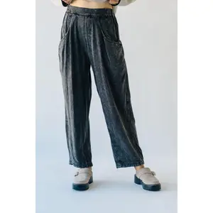 The Drussel Mineral Washed Barrel Pant in Black