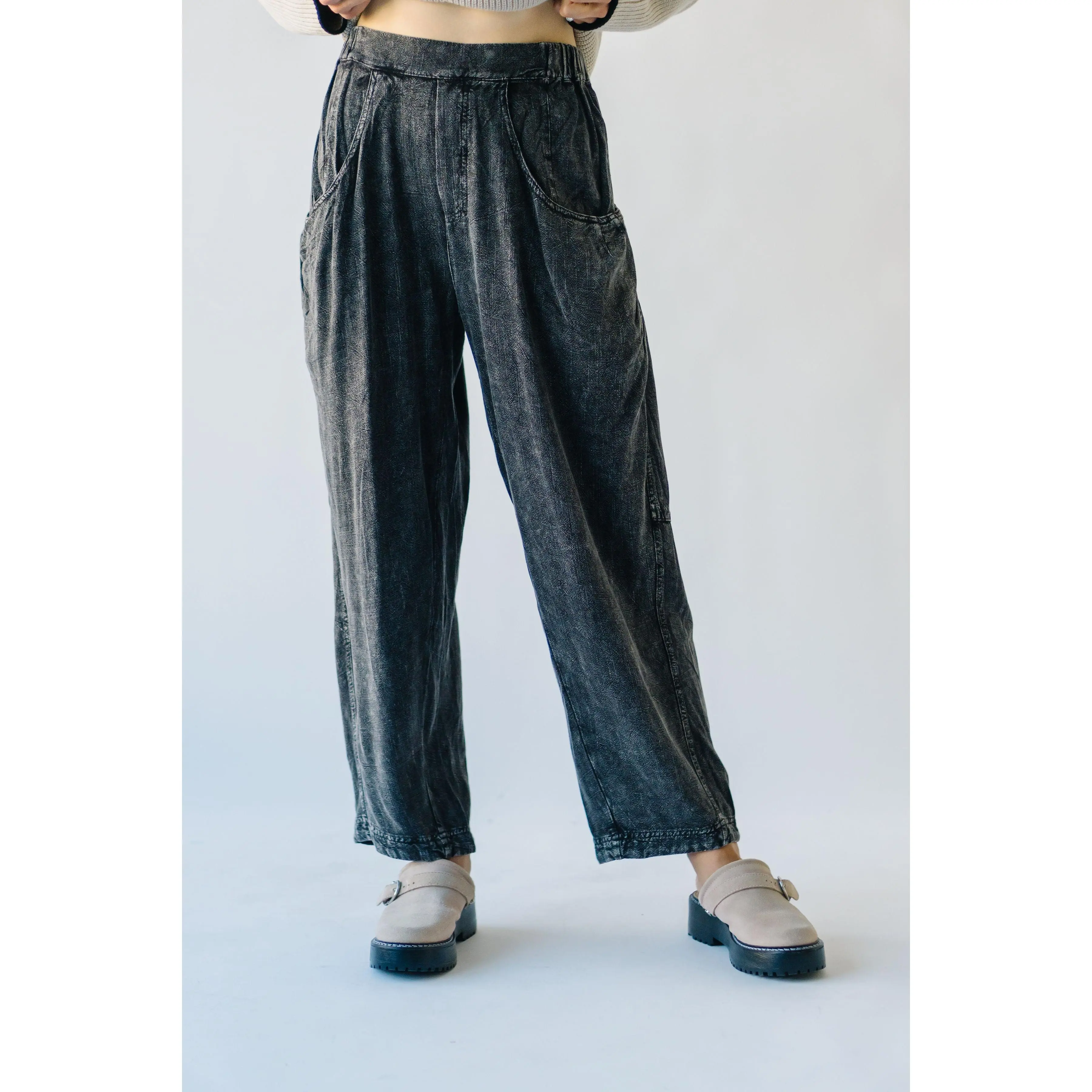 The Drussel Mineral Washed Barrel Pant in Black