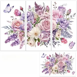 3pcs/Set Cluster of Flowers Rub on Transfers for Furniture and Crafts 6x12 Inch Plants Theme Furniture Transfer Sticker Decals Transfer Stickers Rub on Decals for Furniture Home Decor Decoration Items