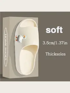 Cute White Duck Print Slippers for Women Men Kids Non-Slip Soft Sole Indoor Home Bedroom Bathroom Comfortable Warm House Slippers Lightweight Casual Footwear Animal Pattern Slides