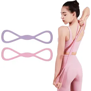 2 Pack Figure 8 Resistance Bands with Handles, Silicone Exercise Bands for Women, Elastic Rope Stretch Fitness Band for Arm, Back, Chest, Shoulder, Legs
