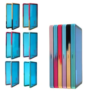 Colorful Card Protector with Metal Frame, 1 Count Magnetic Glass Case for PSA CGC Cards, Scratch-proof Display Storage Box for Baseball Football Basketball Sports Gaming Cards, Trading Card Sleeve