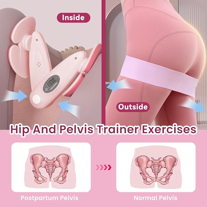 Pelvic Floor Muscle Training, Thigh Master, Kegel Exercise, Inner Thigh Exerciser with Resistance Band, Resistance Adjustable Portable Thigh & Hip Trainer for Postpartum Rehabilitation