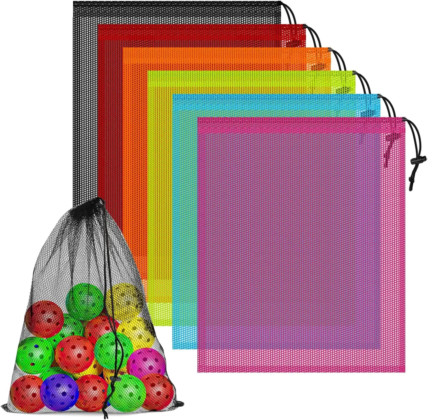 Mesh Bag Drawstring for Storage, Net Bag with Lock | Lightweight Breathable Nylon Mesh for Gym, Laundry, Balls, Beach, and Travel
