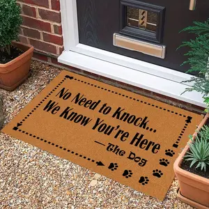 Funny Dog Welcome Door Mat, No Need to Knock We Know You're Here Non Slip Entrance Door Mat, Rubber Back Stain Resistant Indoor/Outdoor Floor Mat for Home & Room Decoration, Area Rug Doormat for Entryway Living Dining Room Bedroom Kitchen Porch Yard
