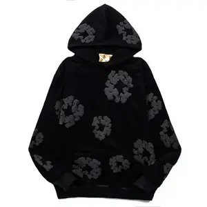 Denim Hoodie Women Floral Hoodie Youth Puff Print Set Sweatshirt Teen Fashion Designer Spring Clothing Cute Top Unisex Sweater Casual Classic