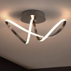 JONATHAN Y Chantelle Modern Minimalist Aluminum Loop Integrated LED Semi Flush Mount; for Living Room, Bedroom, Kitchen, Office