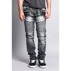 Basket Weave Biker Jeans