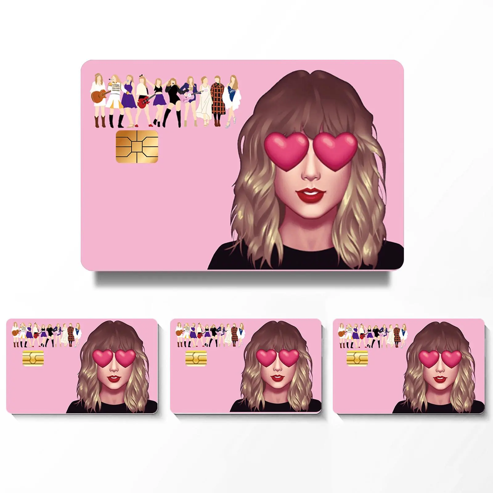 Singer Pattern Credit Card Skin Sticker, 4 Counts/set Ultra-thin Waterproof & Scratch Resistant Credit Card Skin Sticker, Personalized Bank Card Decorative Sticker, Decal Custom Sticker, Includes Sticker