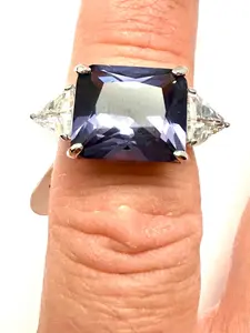 Lab Alexandrite Ring Sterling Silver 925 Square Cut, June Birthstone Size 9