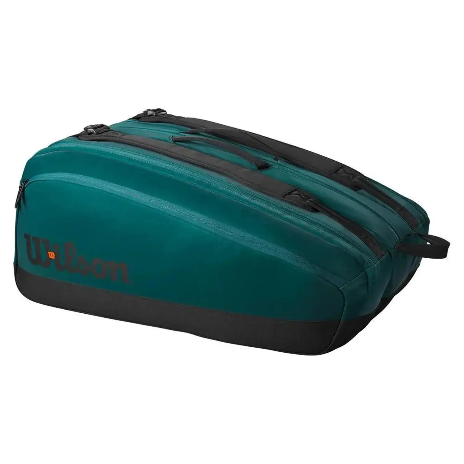Tennis Racket Tour Bag for Competitive Players, Large Polyurethane Duffle in Emerald Night with 15-Racket Capacity, Thermoguard & Shoe Compartment