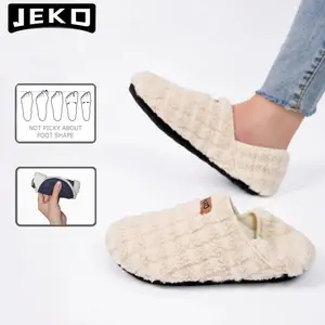 JEKO House Slippers Unisex - Slip-On Sock Shoe, Plush Lining, Anti-Slip Rubber Sole, Warm & Breathable, Flexible for Home Use & Indoor Workouts Girl Footwear Women Flipflop Slide Soft Cotton Tsinelas
