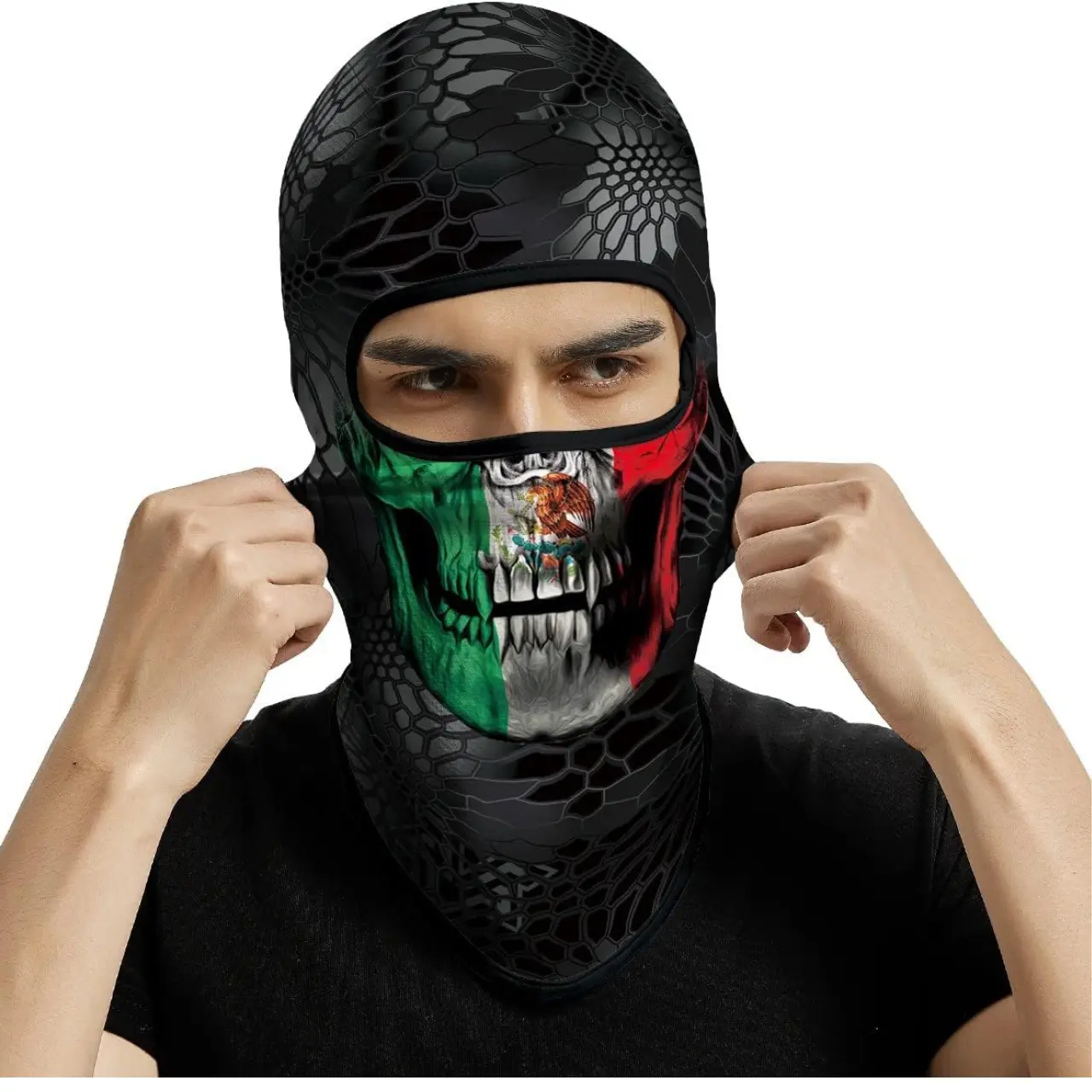 3D Unisex Mexican Balaclava Ski Mask Motorcycle Full Face Mask Outdoor Mexico Ghosts Skull Mask Men Women UV Protective Breathable Set
