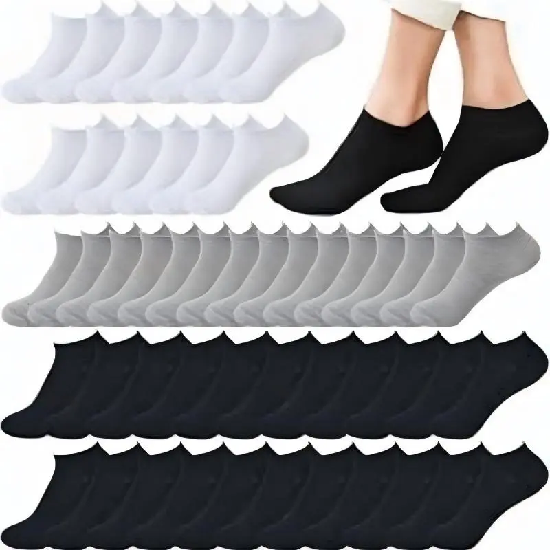 10/20/30 Pairs of Comfortable and Soft Black and White Gray Socks, Suitable for Daily Outdoor Wear, Essential for Travel Minimalist