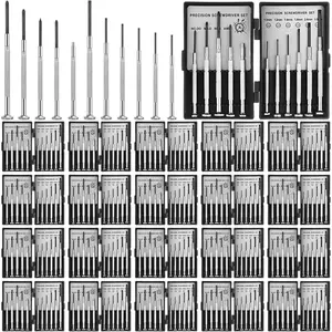 20 Set 11 Pcs Mini Screwdriver Set Bulk with Case Screwdriver Kit for Watch Eyeglass Repair 11 Different Size Flathead and Tiny Tools Gift for Father Men