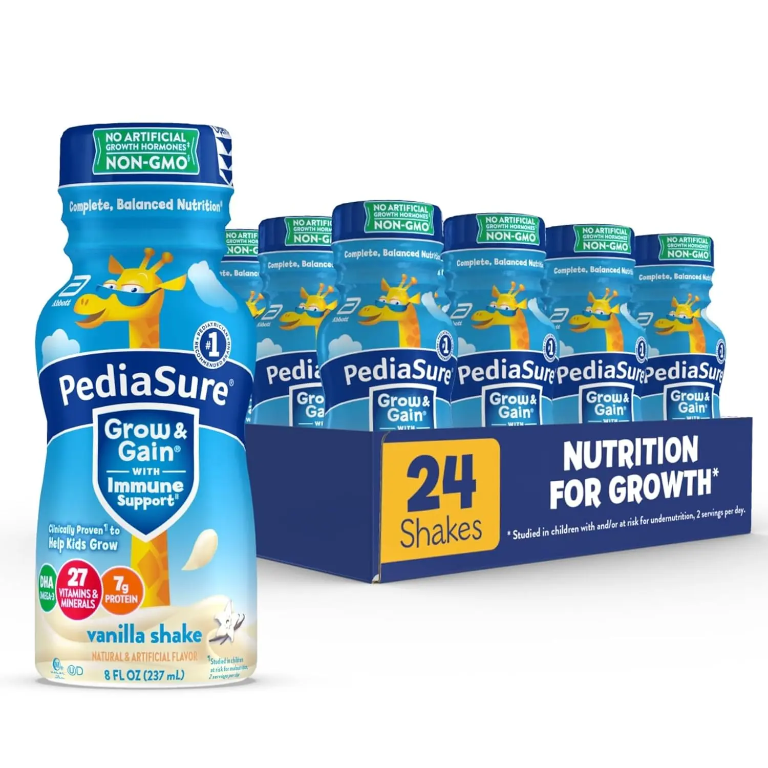 PediaSure Meal Replacement Shakes - 8-fl-oz Bottles, 24-Pack, Nutrition Beverage, Growth Protein Option, High Protein Drink with Inositol
