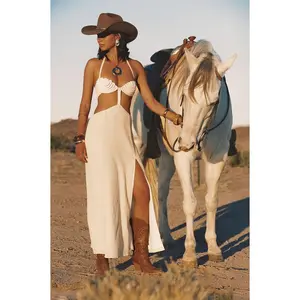 Bella Donna Cream Braided Maxi Dress