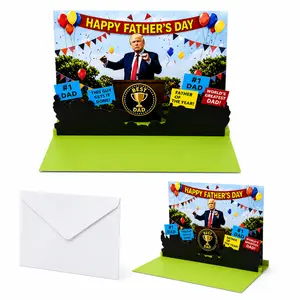Funny Father’s Day Gift for Dad, Talking Pop Up Card with Lights & Sound, Viral Surprise Greeting Card