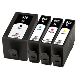U.S. Remanufactured for HP 910XL Black and 3 Color Ink Cartridge Combo Pack OEM Chip