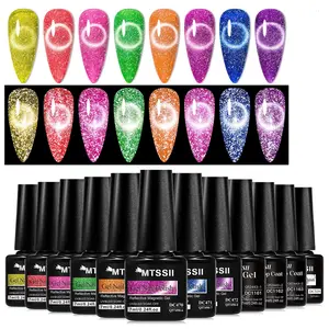 Cat Eye Gel Nail Polish Set, 8 Color Glow-In-The-Dark Gel Polish Kit, Magnetic & Neon Glitter Design, Gel Nail Art, DIY Gifts for Women