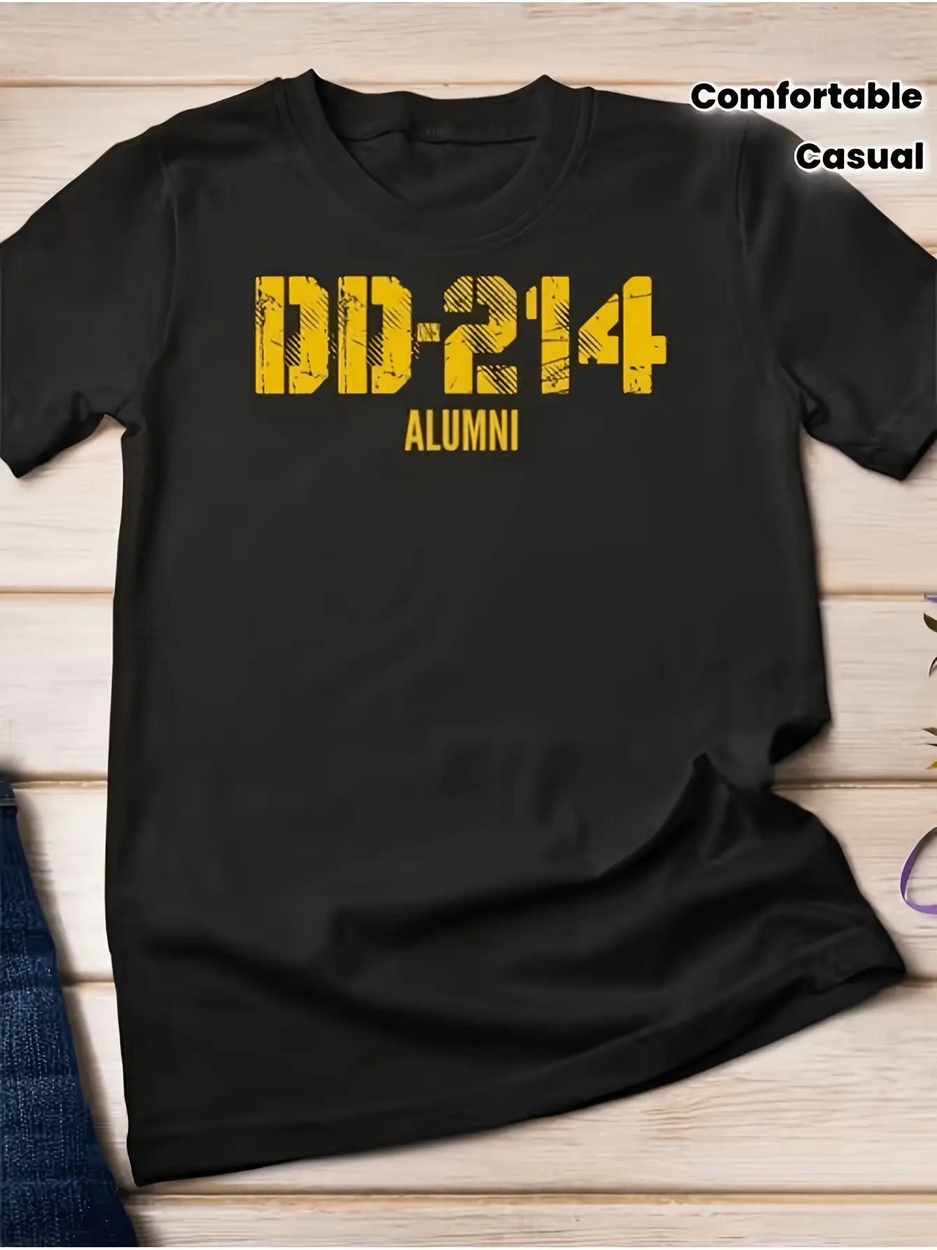 Vintage DD214 Alumni Print Graphic Tee, Casual Sho unisex soft cotton short sleeve t shirt, vintage graphic casual tee for men women teens, perfect birthday holiday gift for camping travel gym daily street casual wear