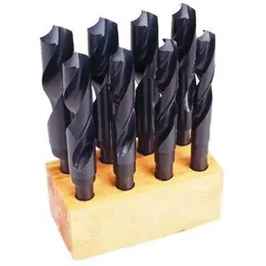 Value Collection 9/16 to 1", 118° Point, Oxide Finish, High Speed Steel Reduced Shank Drill Bit Set 8 Piece, Standard Point, 1/2" Shank Diam