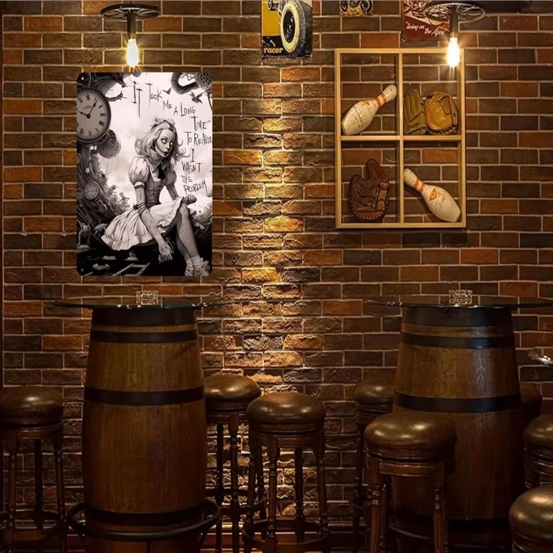 Vintage Alice in Wonderland Pattern Sign, Creative Wall Art, Wall Decor for Home Living Room Bedroom, Room Decor, Home Decor, Ornaments