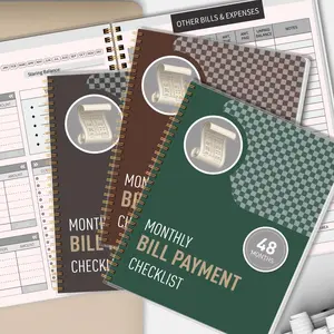 Monthly Budget & Bill Tracking Tracker, 1 Count 4 Years Undated Financial Planner Notebook, Checklist for College Students Office Workers