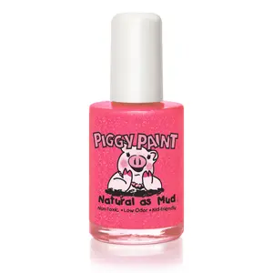 Piggy Paint Light of the Party Neon Coral Glitter Non-Toxic Vegan Water-based Formula 0.5oz Kid-Friendly Nail Polish