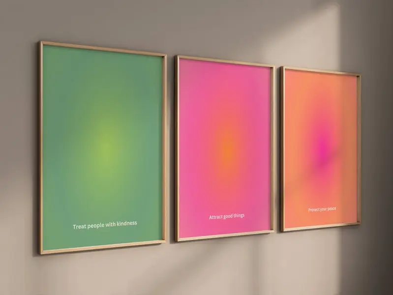 Aura Poster, Retro Gradient Poster, Spiritual Poster, Aura Wall Art, Aesthetic Set, Grainy Gradient, Retro Aura Gradient