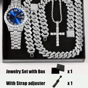 Moissanite Hip Hop Quartz Watch fashion round dial Iced Out Hip Hop Jewelry & Watch Set Pendant Necklace- UltimateBling FeaturingShowstopping  Rappers & Street StyleIced Out Design Perfect Gift for Streetwear Lovers Boyfriend gift