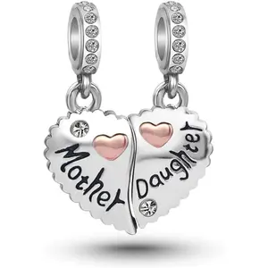 mother daughter son sisters friends ie rose gold heart puzzle dangle birthday charms compatible with pandora bracelet