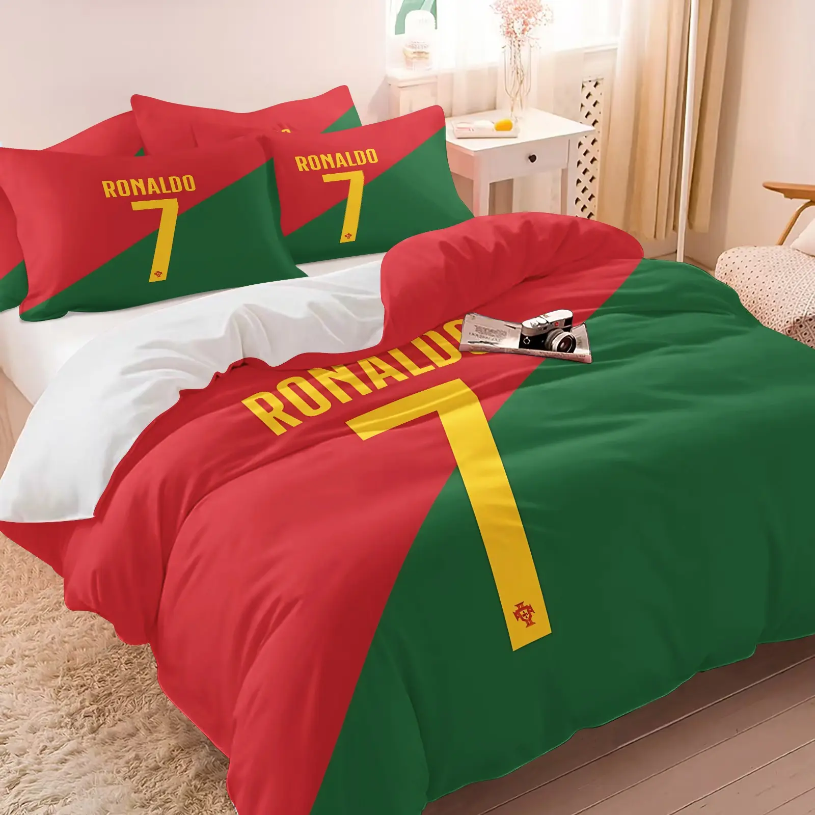 Football Superstar No. 7 Jersey Duvet Cover Set, Decorative Duvet Cover, One Duvet Cover & One or Two Core-free Pillowcase Gift for Sports Fans Football-themed Bedding Suitable for Bedroom Decor Loved by Adults And Children