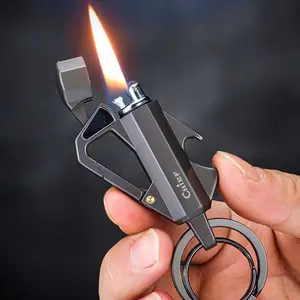 3-In-1 All-Metal Keychain Lighter - Car Interior Accessory Keychains with Bottle Opener, Key Storage, Portable Daily Carry for Hiking, Fishing, Gift Box Included, No Fuel Provided