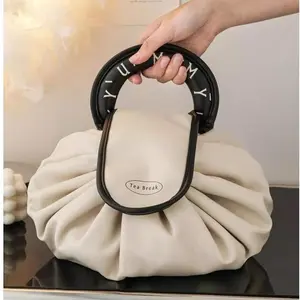 Chic Foldable Portable Makeup Organizer | Water-Resistant With Handle | Multi-Pocket for Skincare Cosmetics Daily Vanity Bathroom