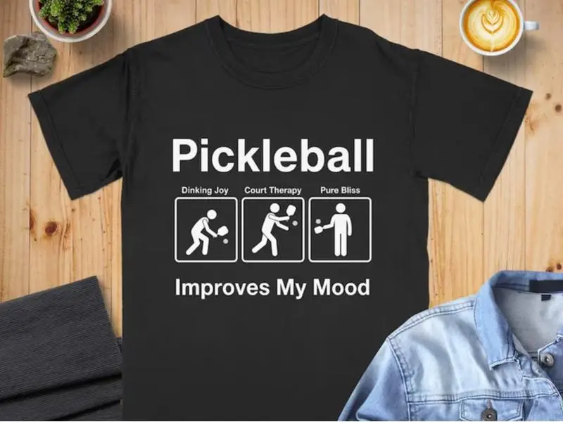 Funny Pickleball T-Shirt: Pickleball Improves My Mood, Comfort Colors Cotton Tee women shirts