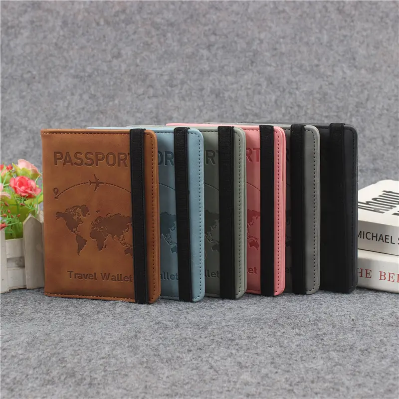 Vintage Leather Passport Holder, RFID Blocking High-Capacity Travel Wallet with Elastic Band, Essential Travel Must Haves Gift, Rfid Theft Proof, Passport Sleeve, Passport Cover, Unisex