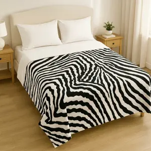Extremely Soft & Warm Queen Size Plush Blanket, Vibrant White Zebra Blanket